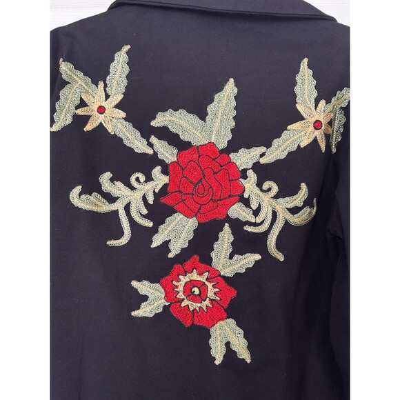 Rockmount Ranch Wear Western Bolero Jacket Black Floral Embroidered Roses XS - Picture 5 of 13